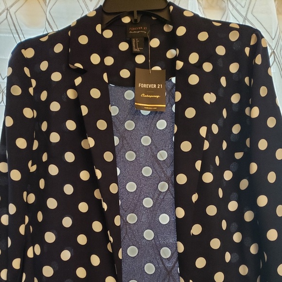 F21 Sheer Polka Dot Cardi/Blazer - Picture 3 of 5